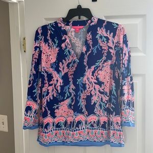 EUC Lilly Pulitzer Tunic Top size M Borealis Blue Swim on Over
